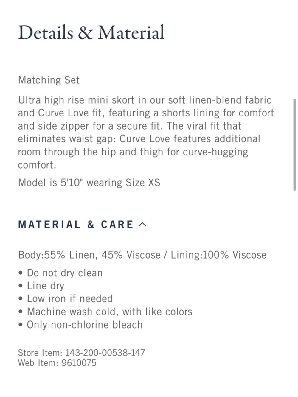 The A&F Scarlett Curve Love Linen-Blend Mini Skort in Brown Gingham - Picture 5 of 5